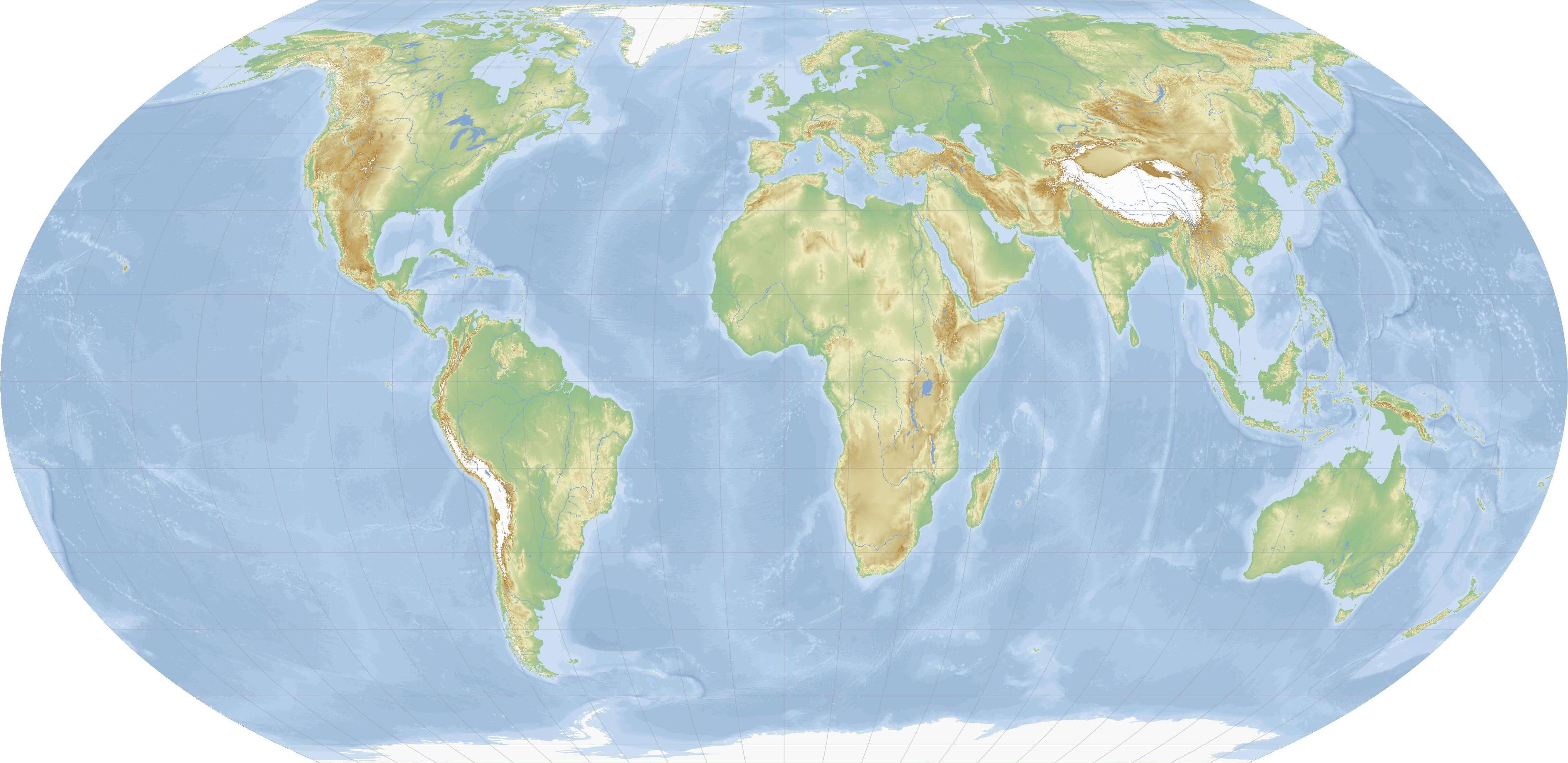 Earth physical map