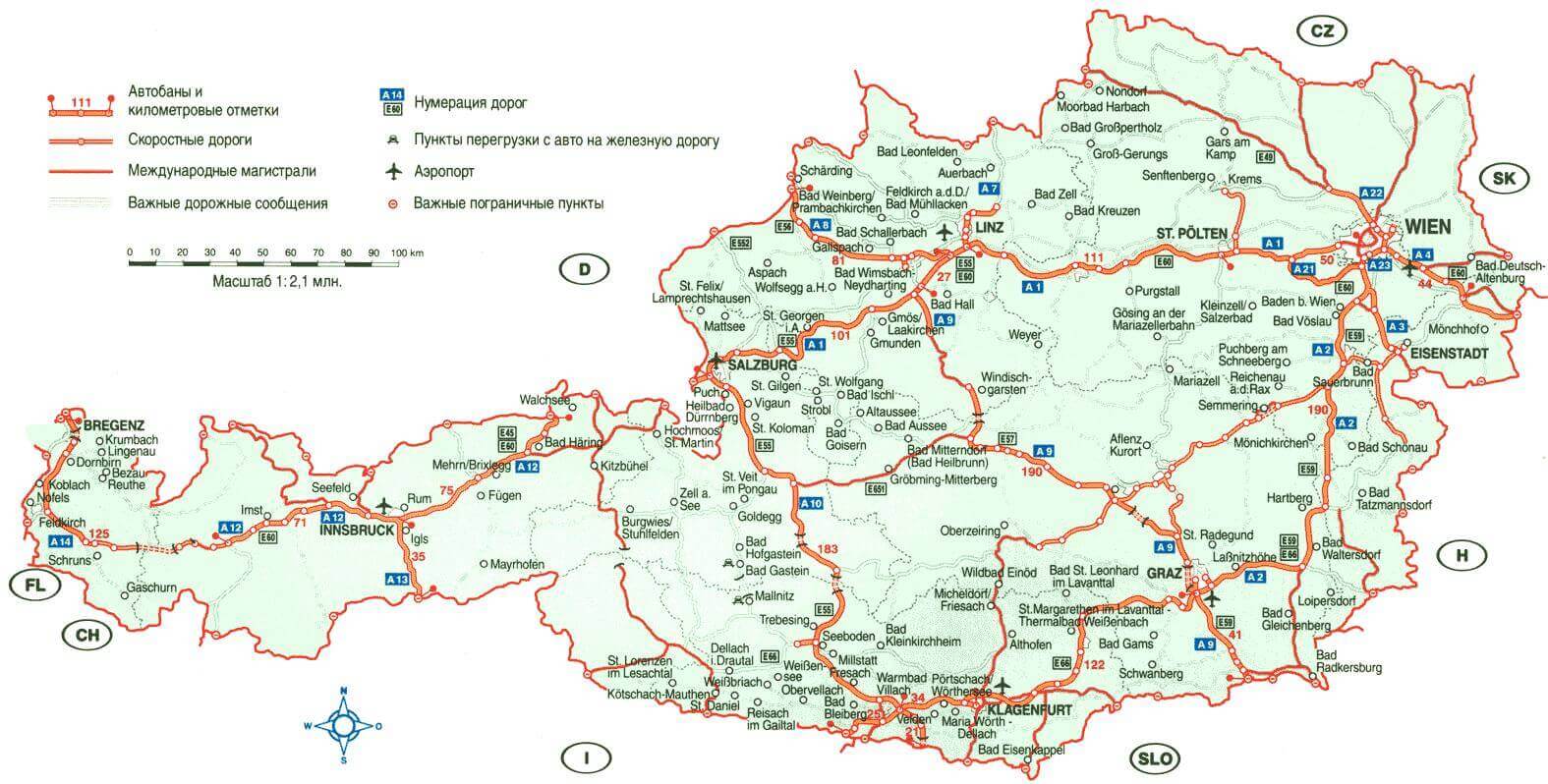 Austria map with cities and airports