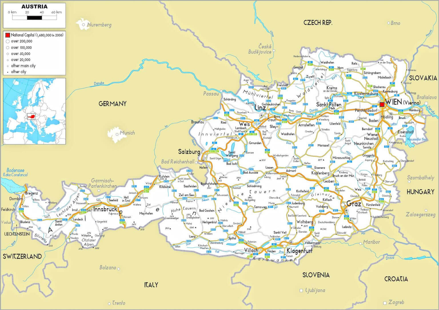 Large Austria road map