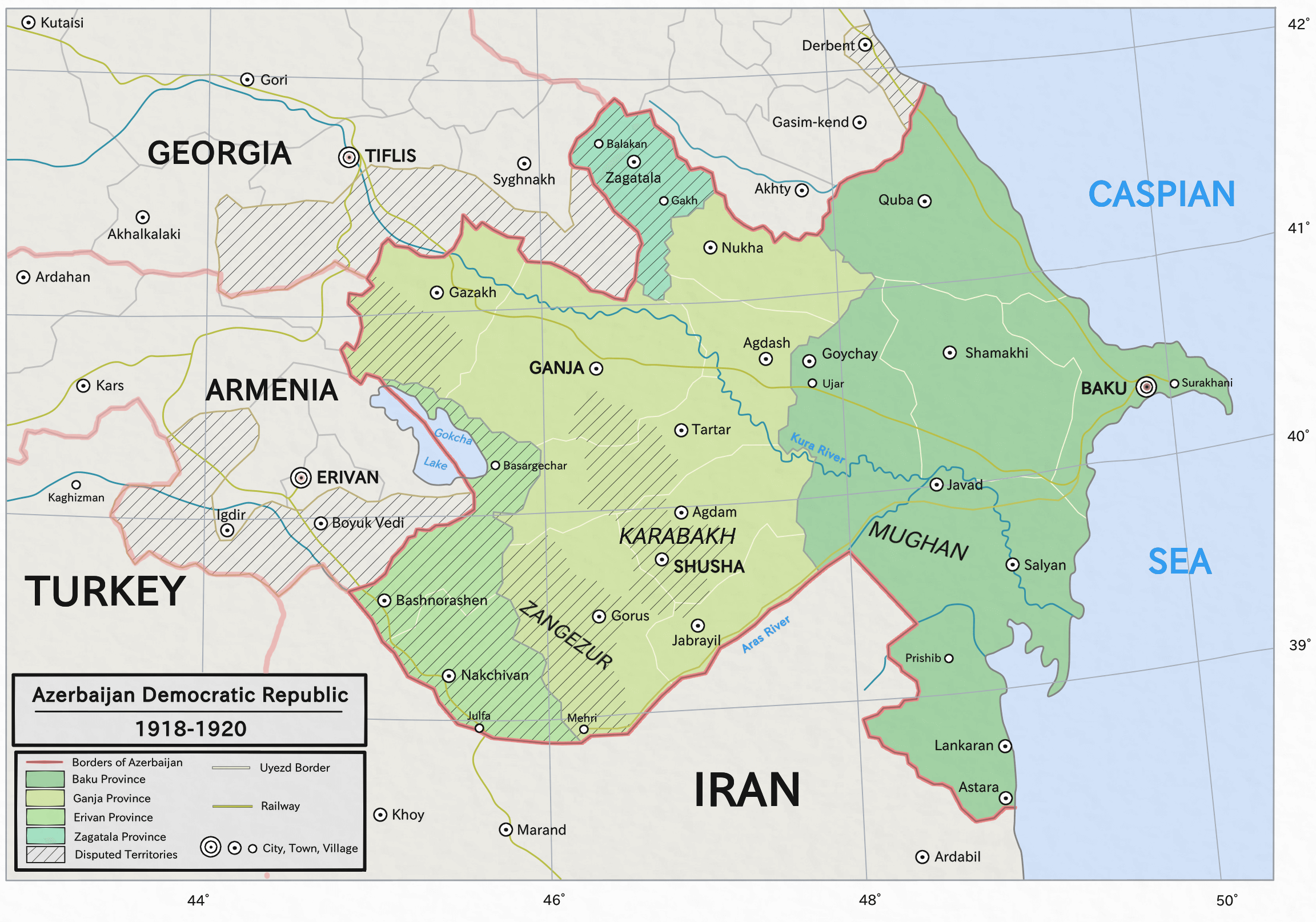 Map of Azerbaijan democratic republic