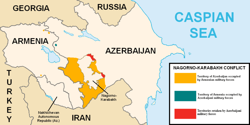 Nagorno karabakh conflict map in 2020