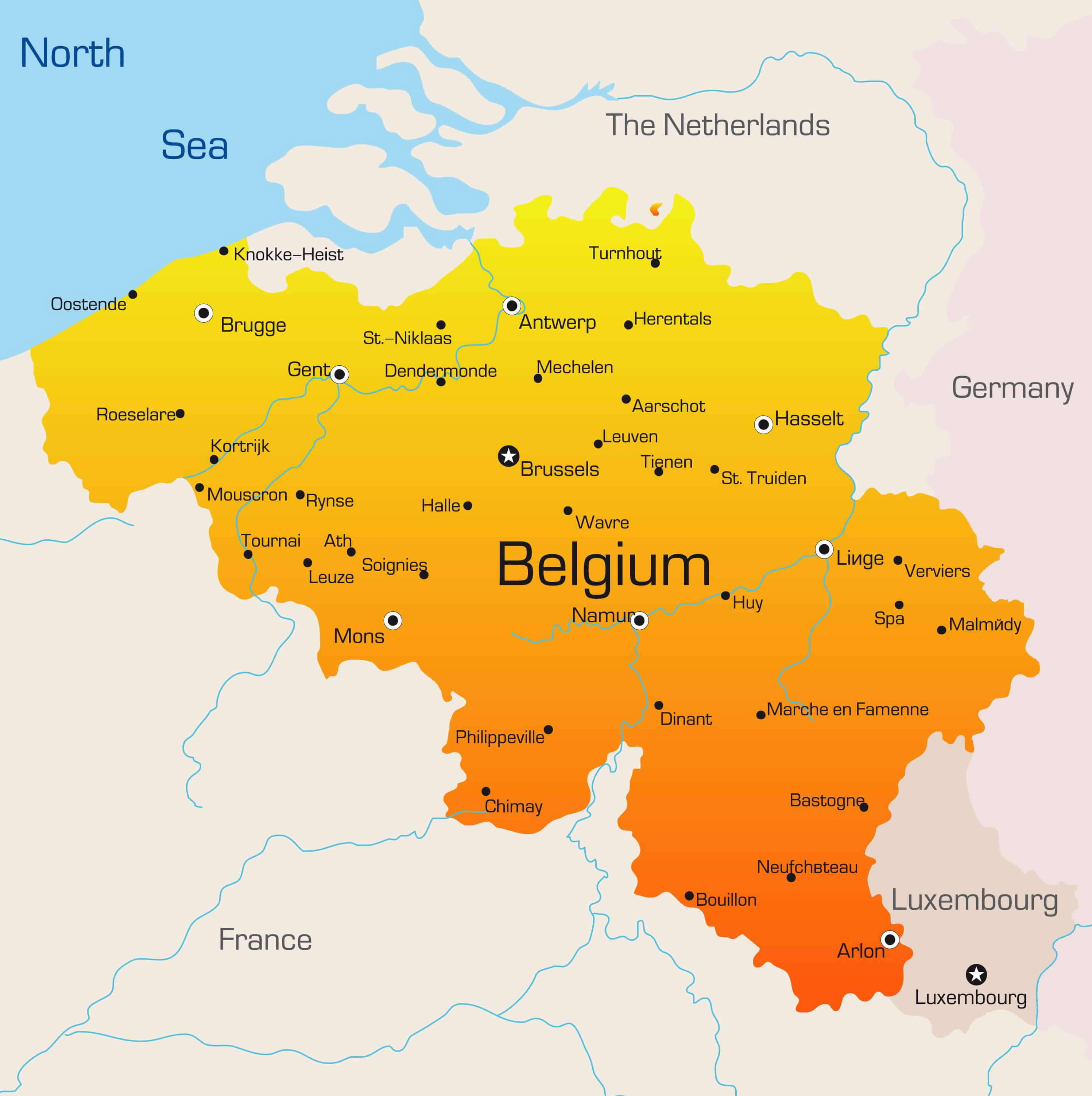 Belgium cities map