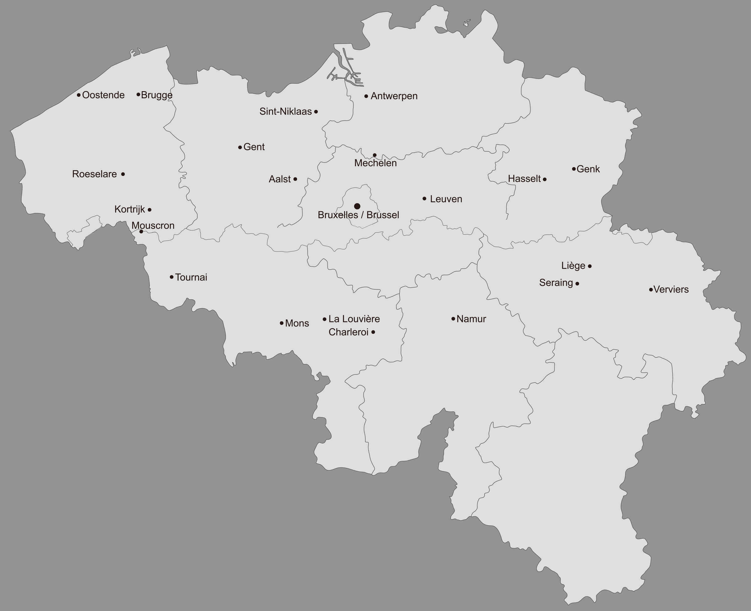 Belgium High-Resolution Map 35 Belgium blank cities map
