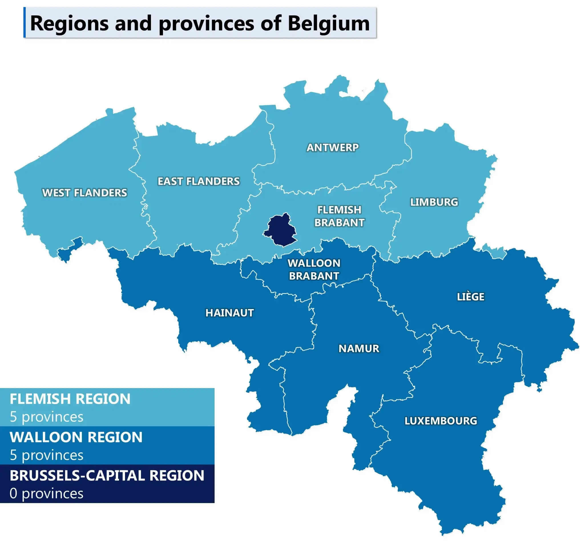 Belgium regions and provinces map