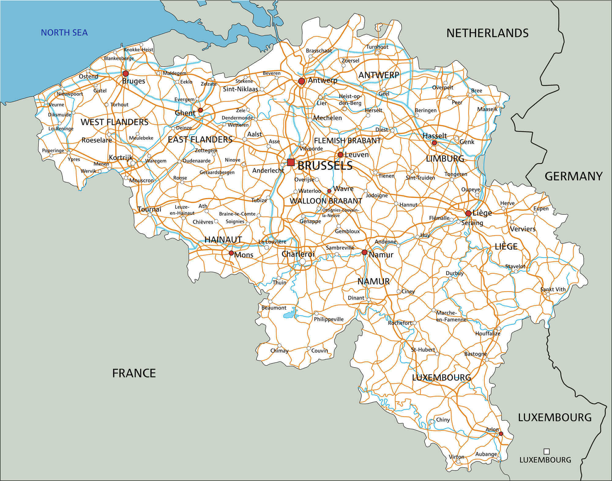 High-resolution Belgium road map