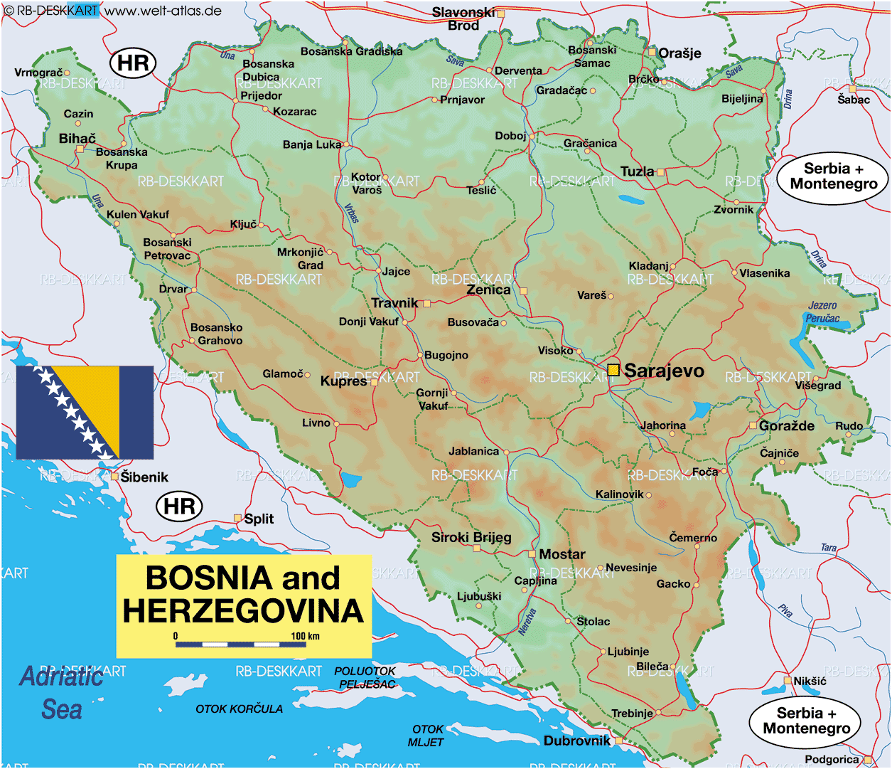 Bosnia and Herzegovina administrative map