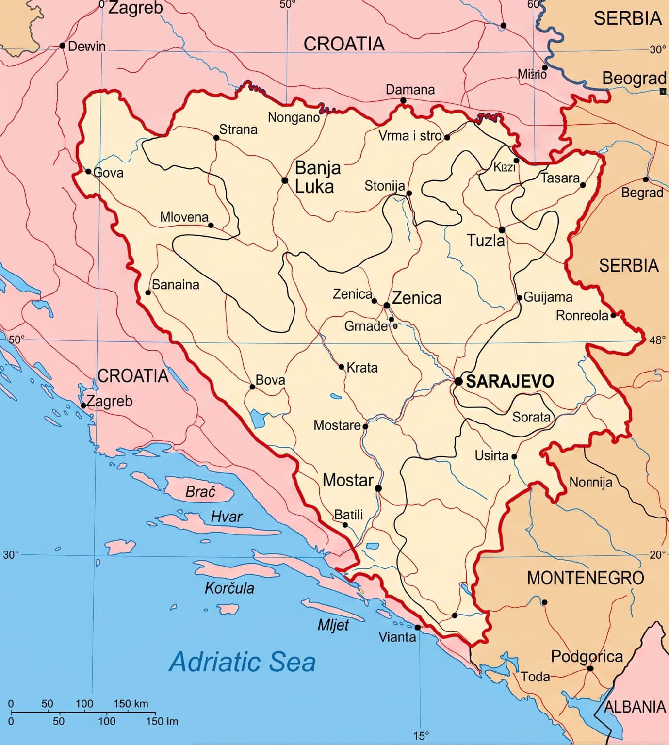 Bosnia and Herzegovina country map