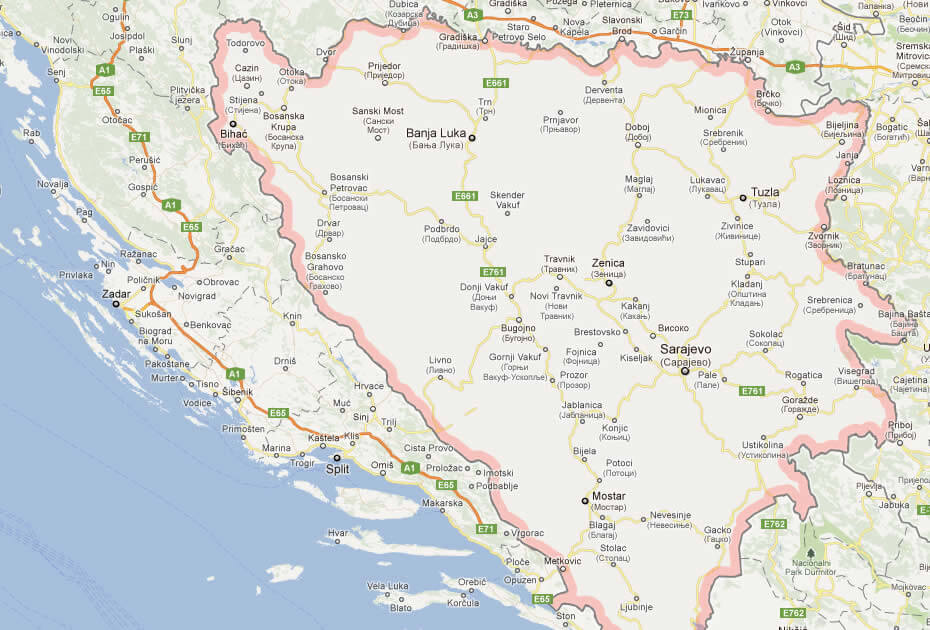 Bosnia and Herzegovina detailed road map