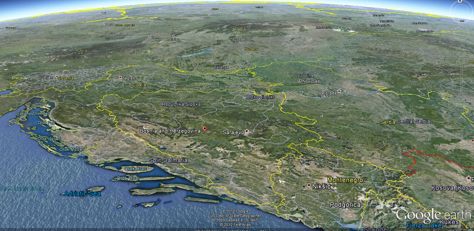 Bosnia and Herzegovina earth map