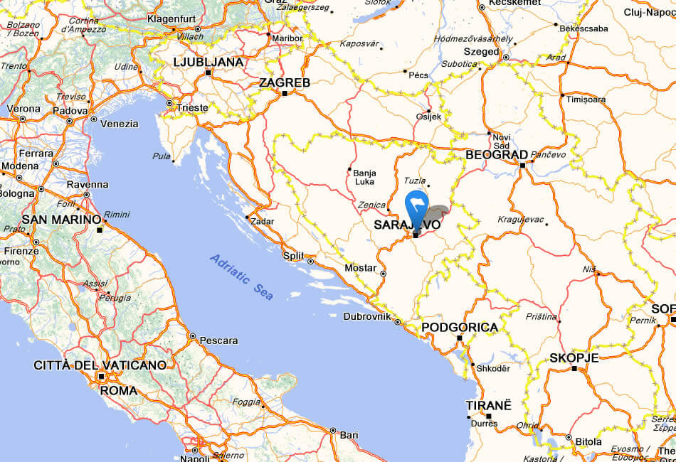 Bosnia and Herzegovina google road map