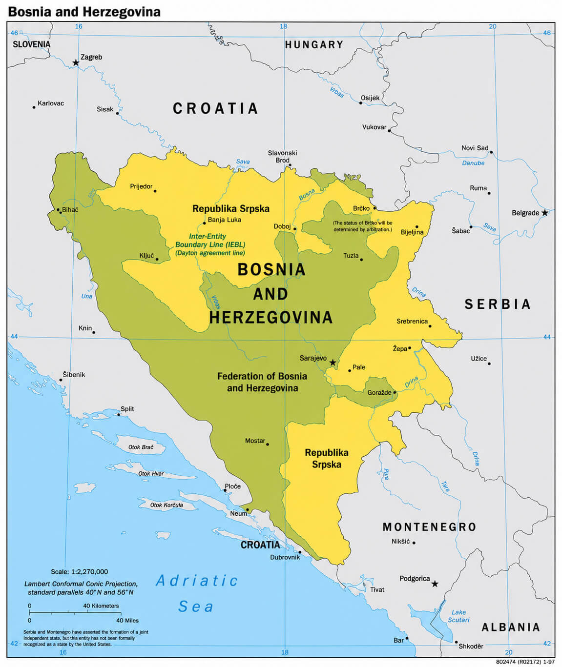 Bosnia and Herzegovina political regions map