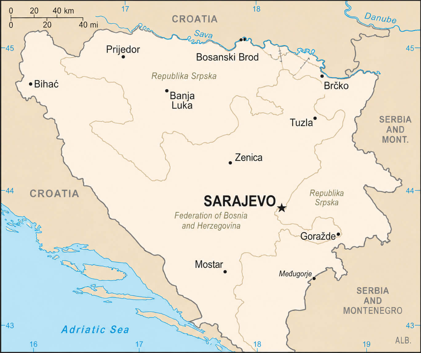 Sarajevo city map Bosnia and Herzegovina