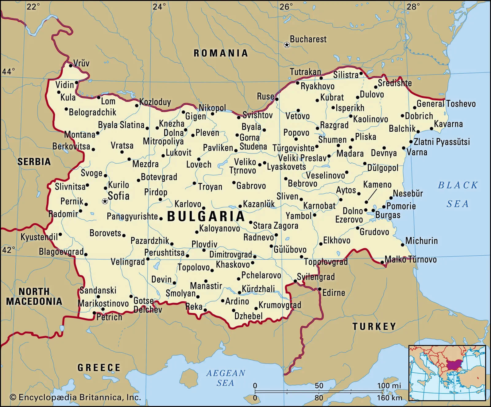 Bulgaria Cities Map