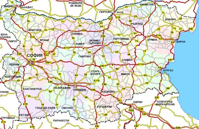 Bulgaria road network map