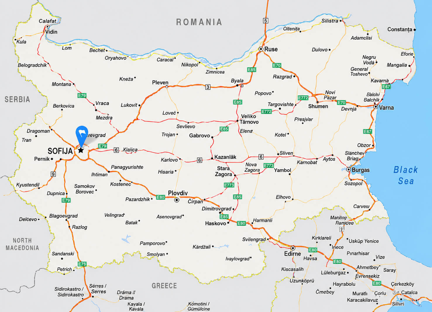 Bulgaria transportation map