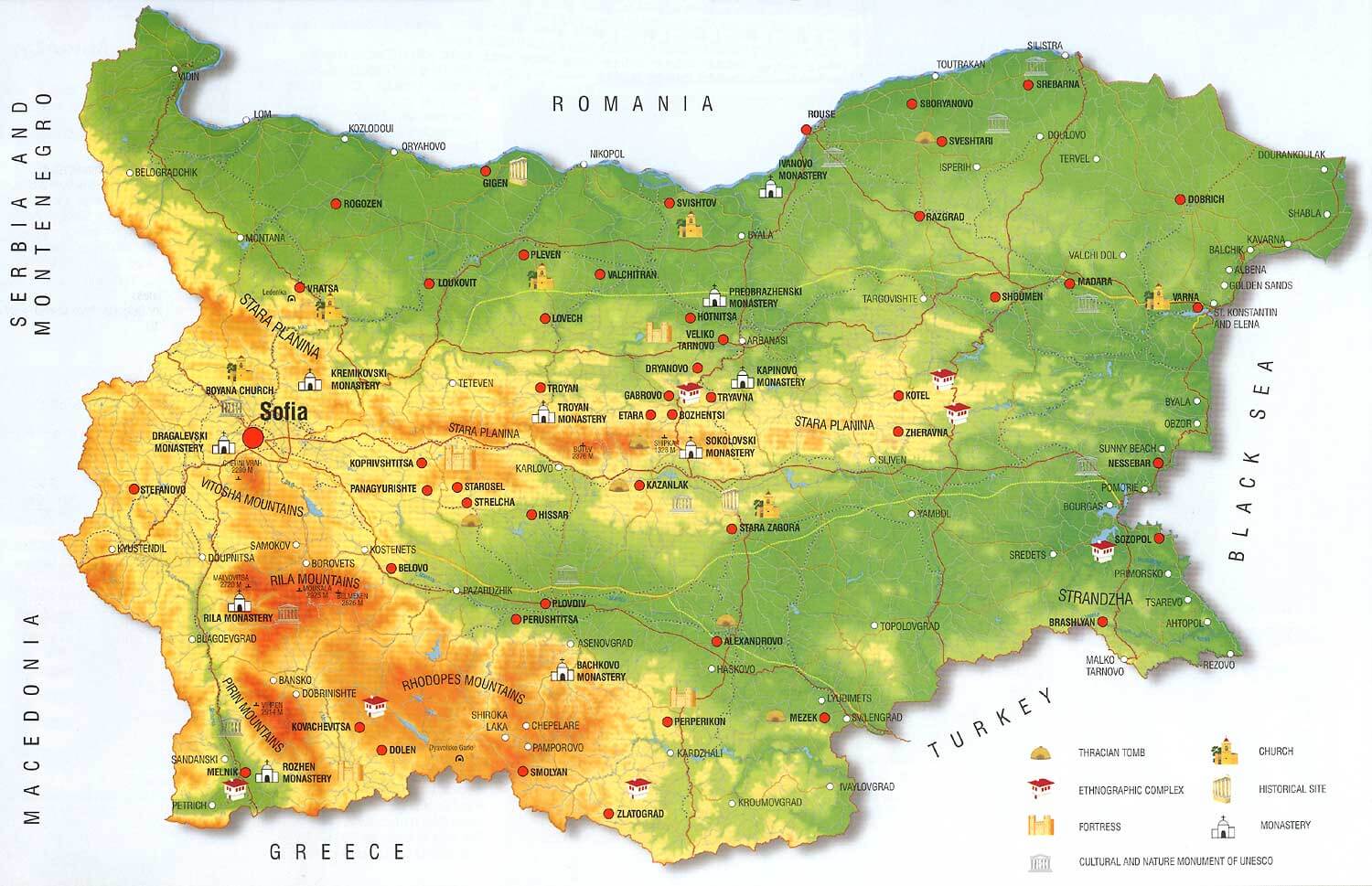 Bulgaria cultural history map