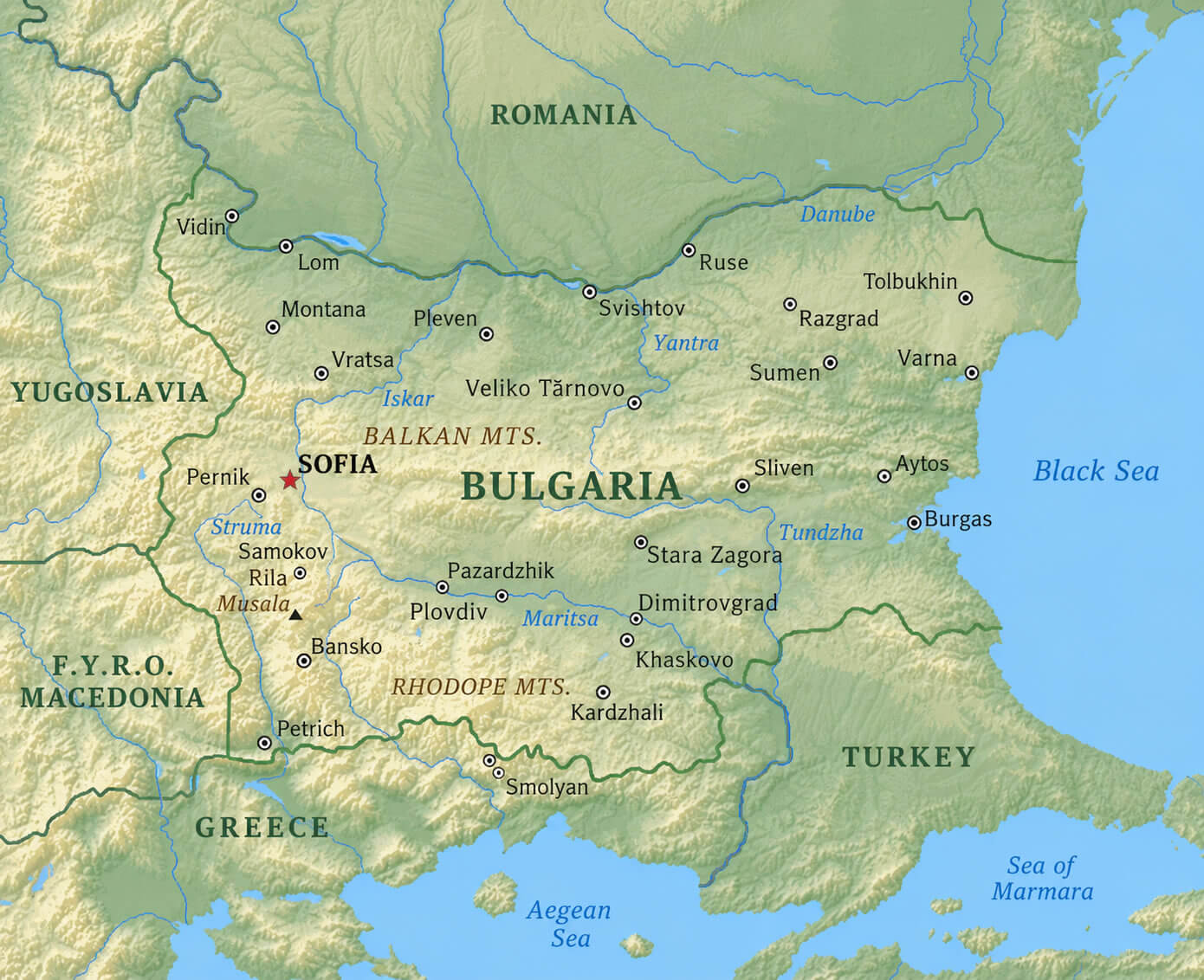 Bulgaria geographic map