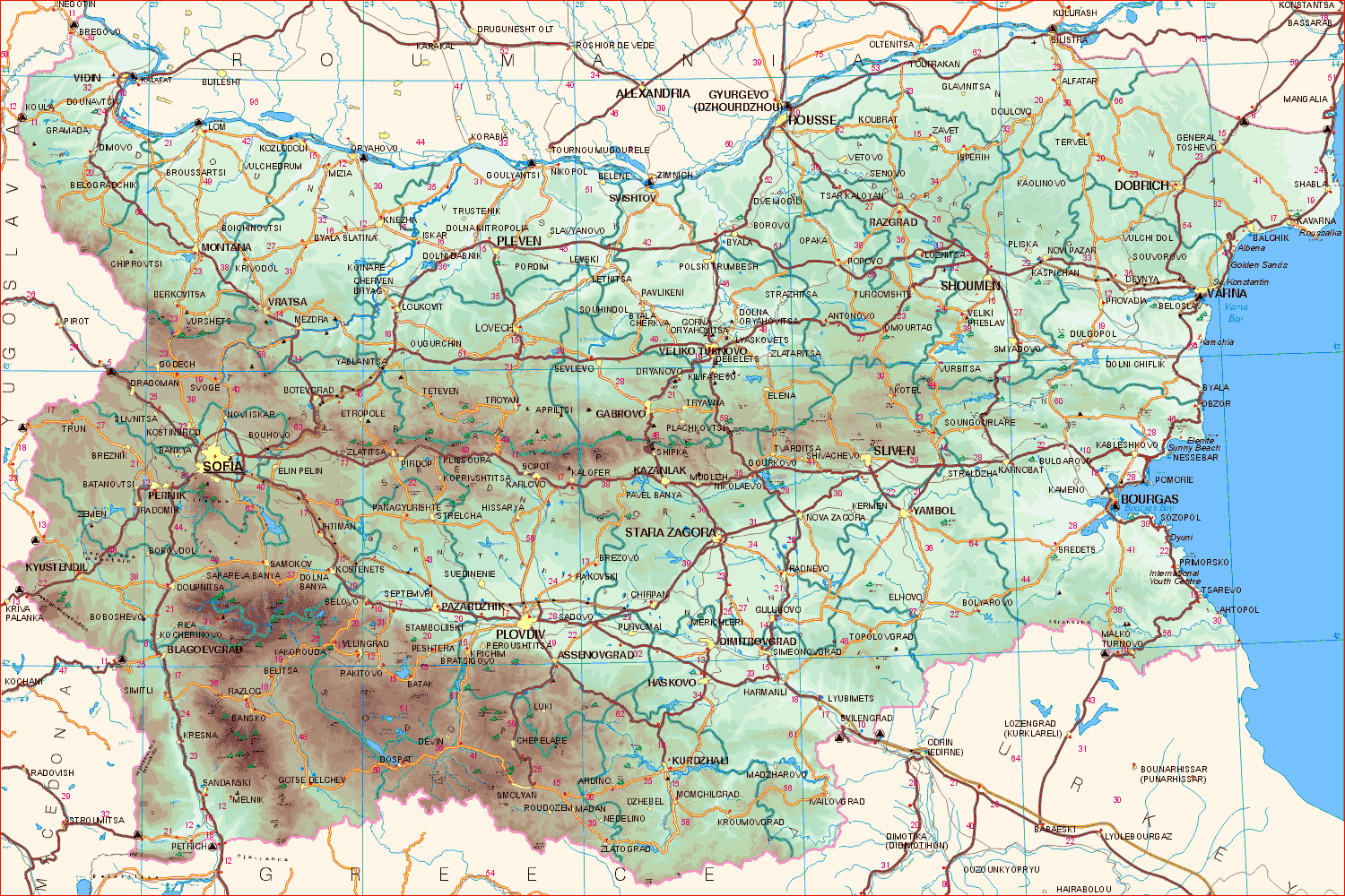 Bulgaria relief map