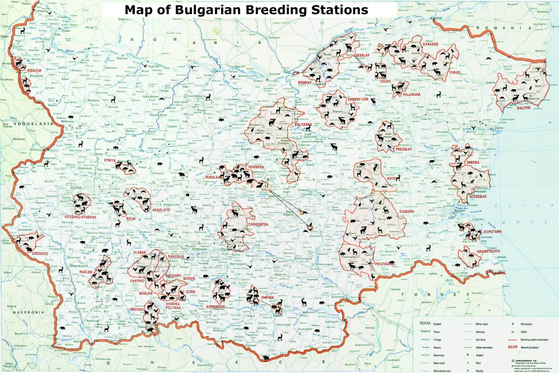 Bulgaria wildlife distribution map