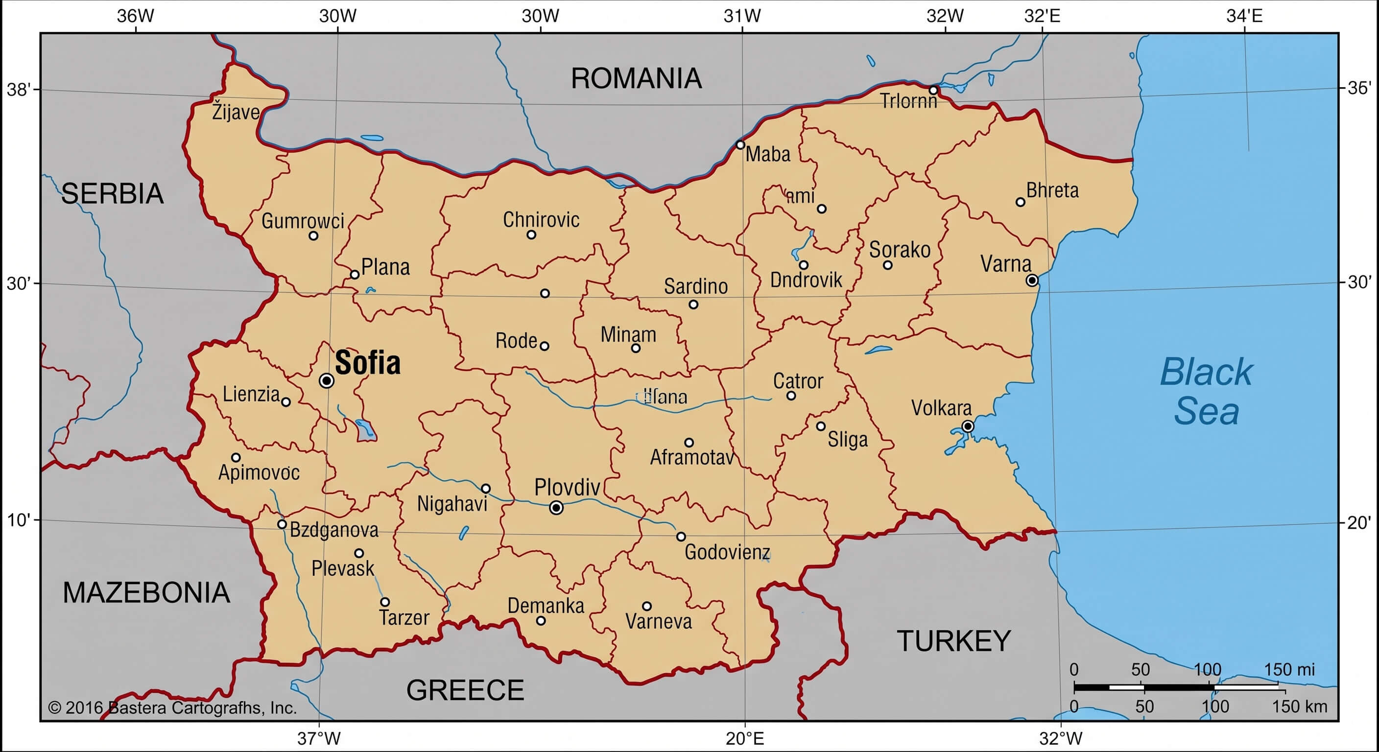 Bulgaria administrative map