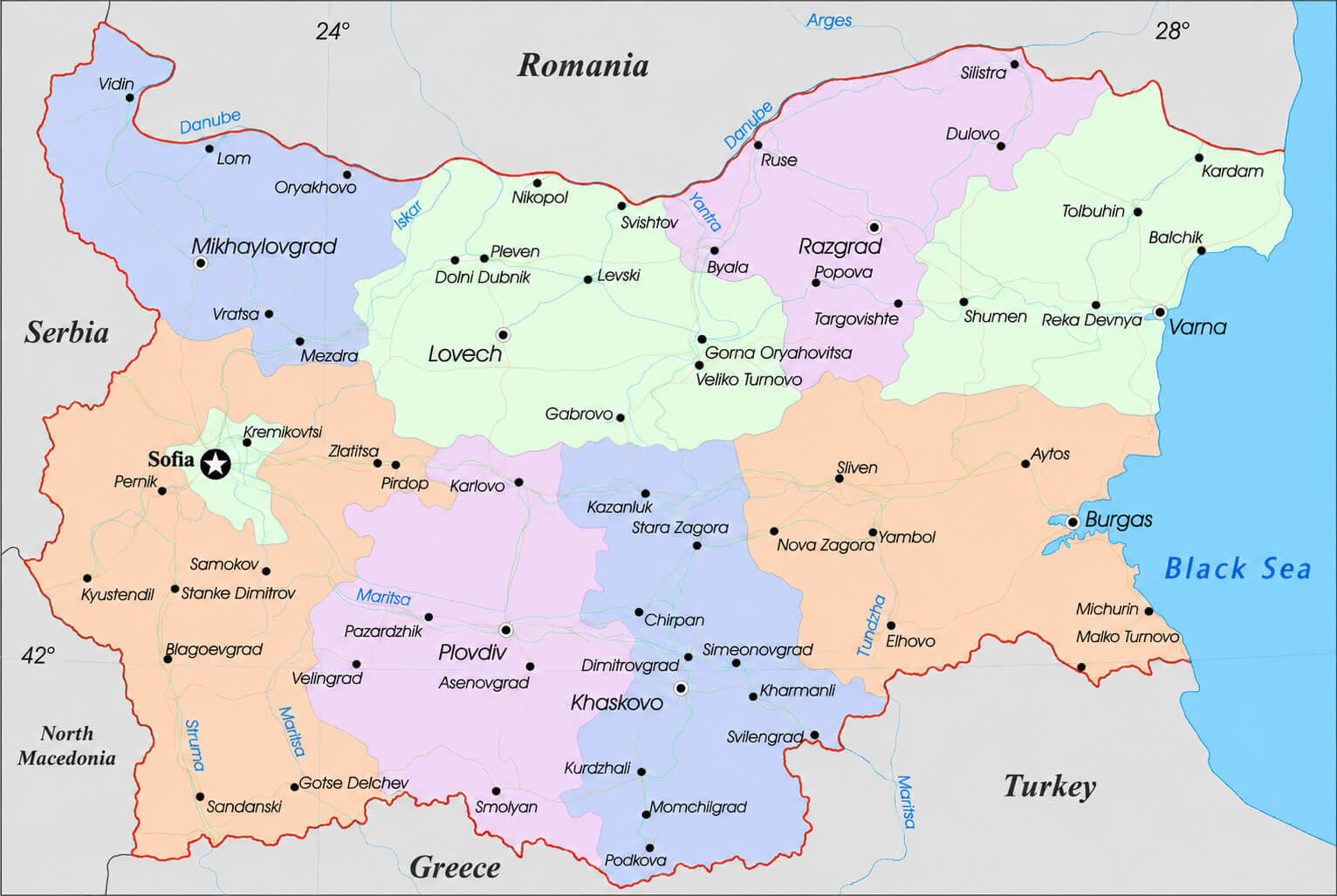 Bulgaria provinces map