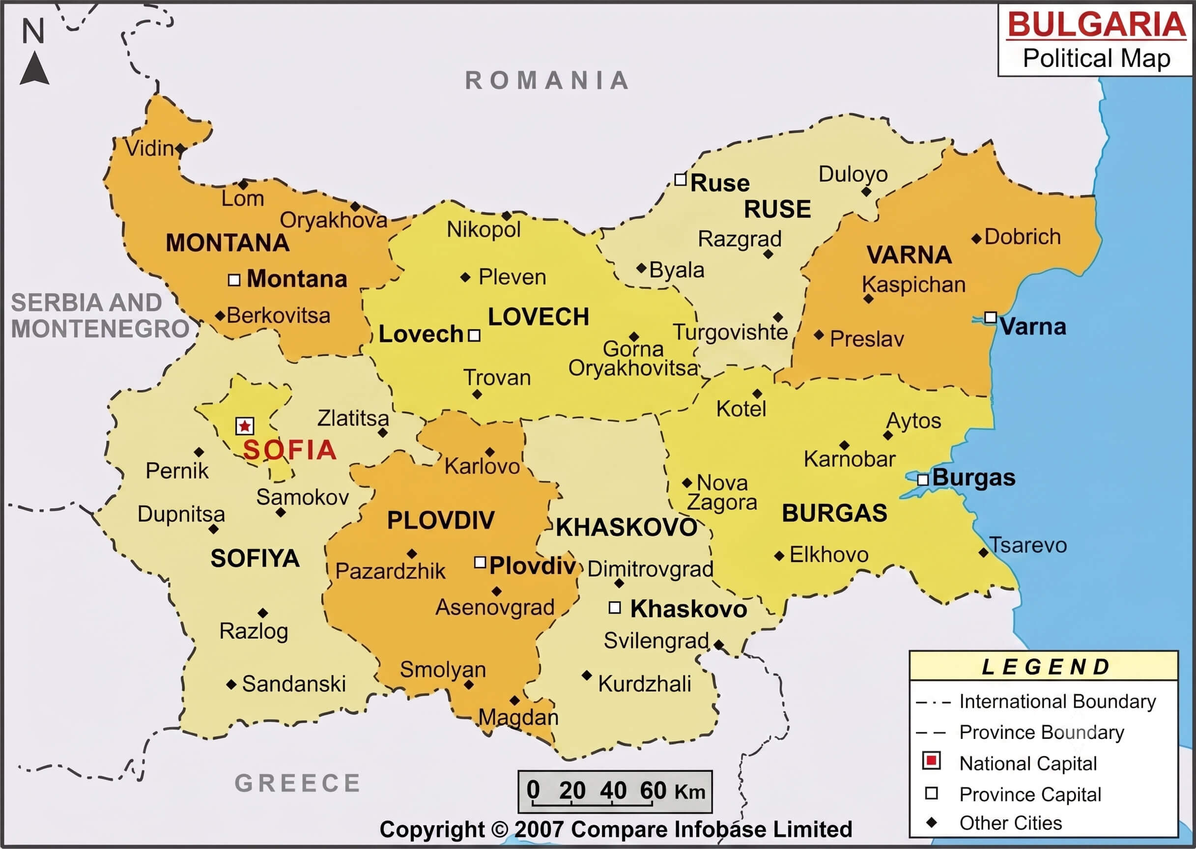 Bulgaria regions map