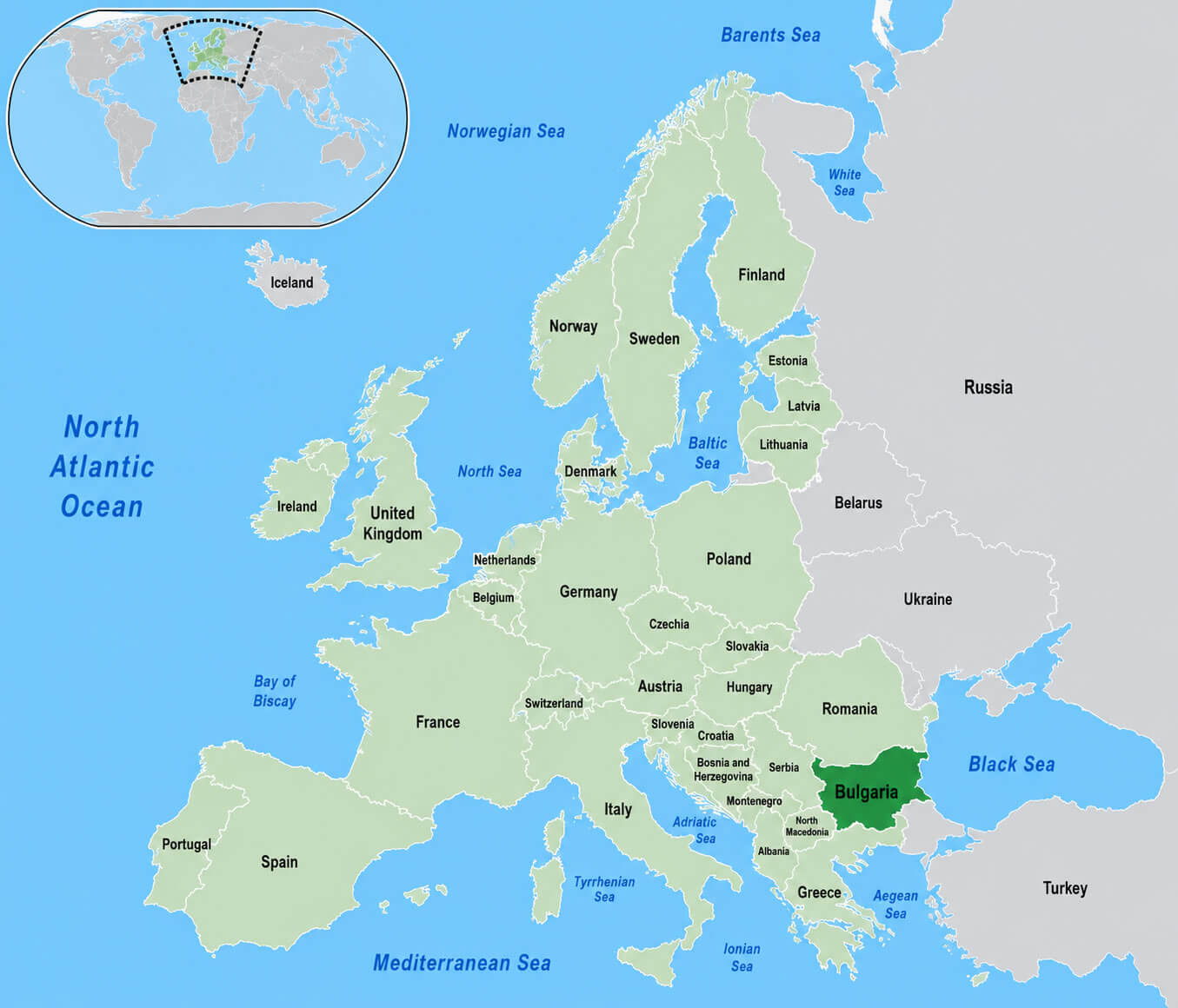 Where is Bulgaria on Europe map