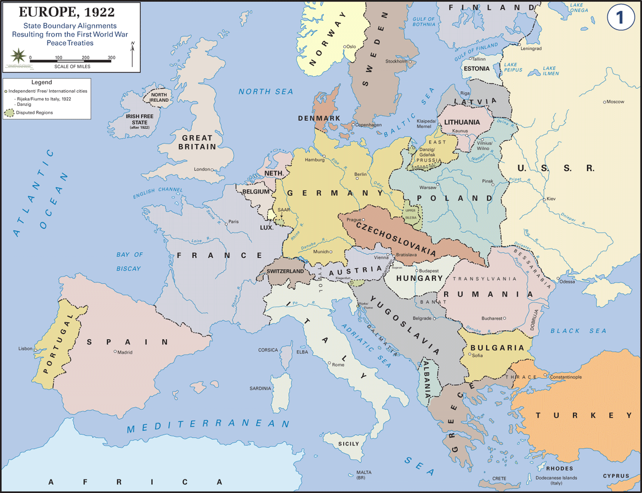 Europe map after world war1 1922