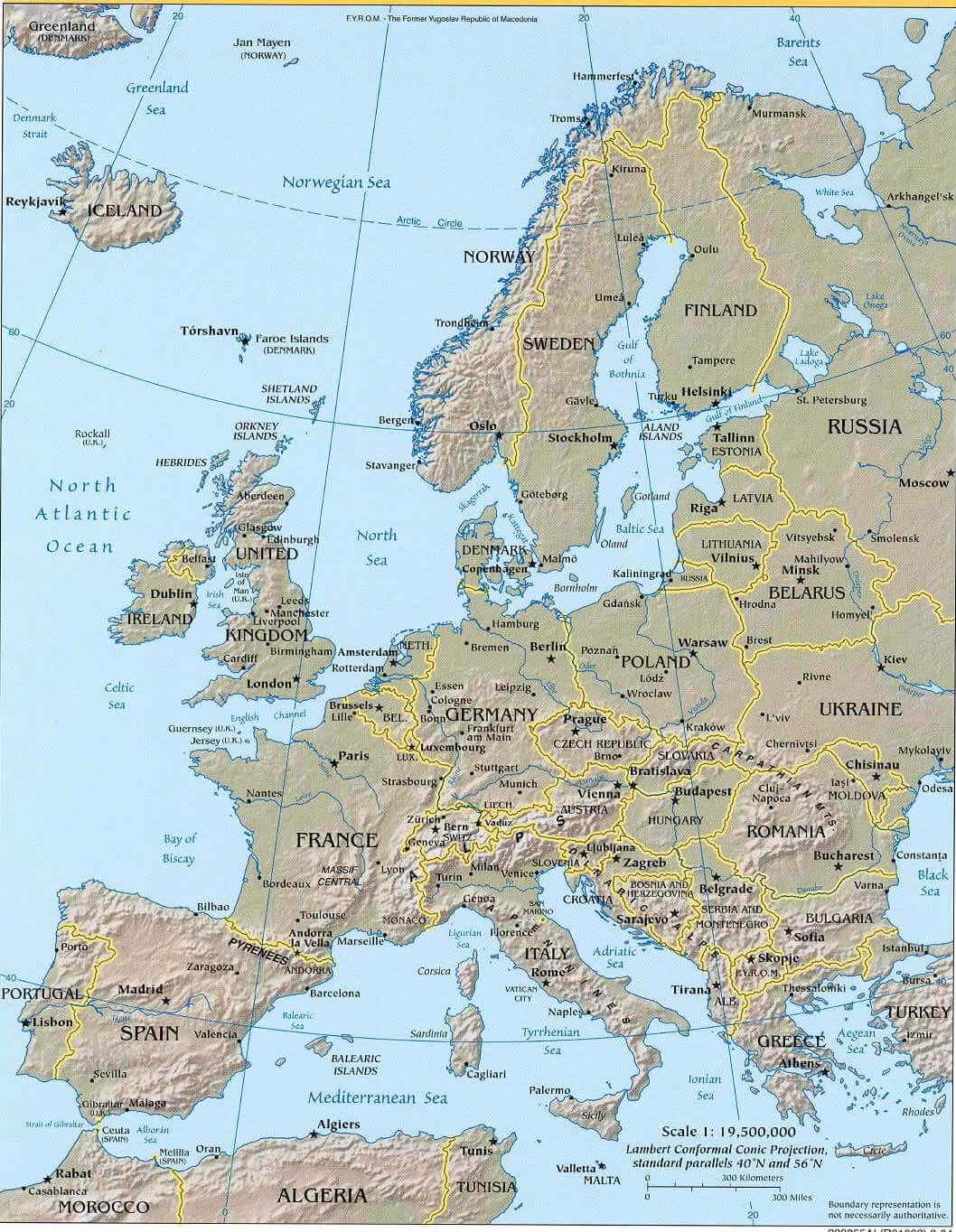 European cities physical map