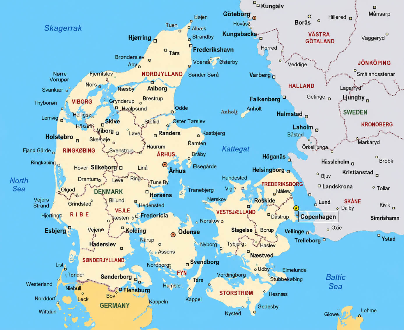 Denmark administrative map
