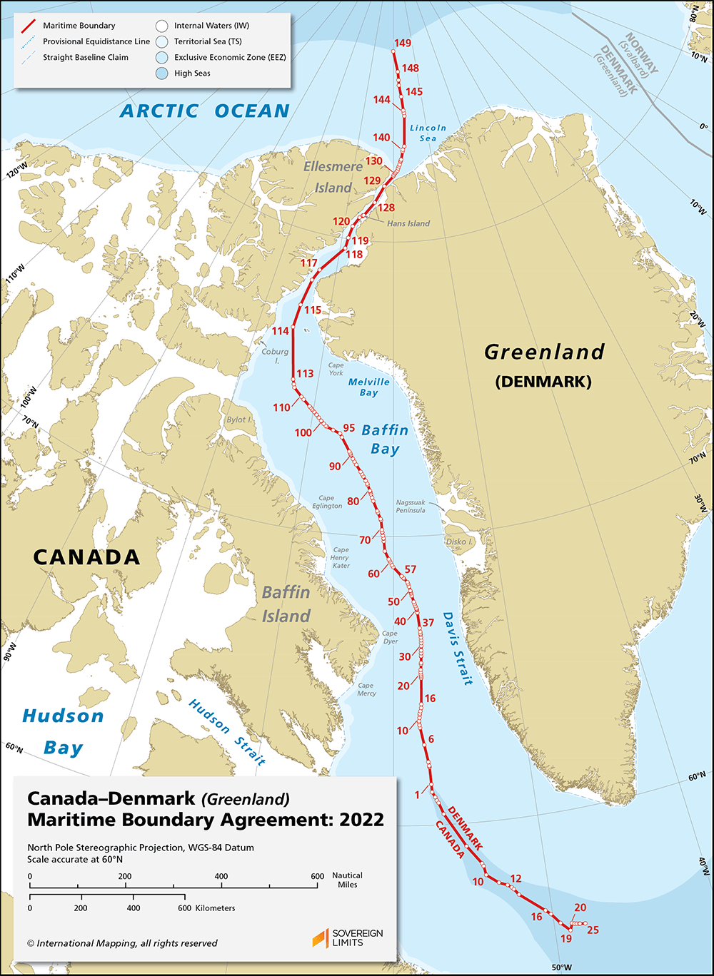 Canada Denmark and Greenland map