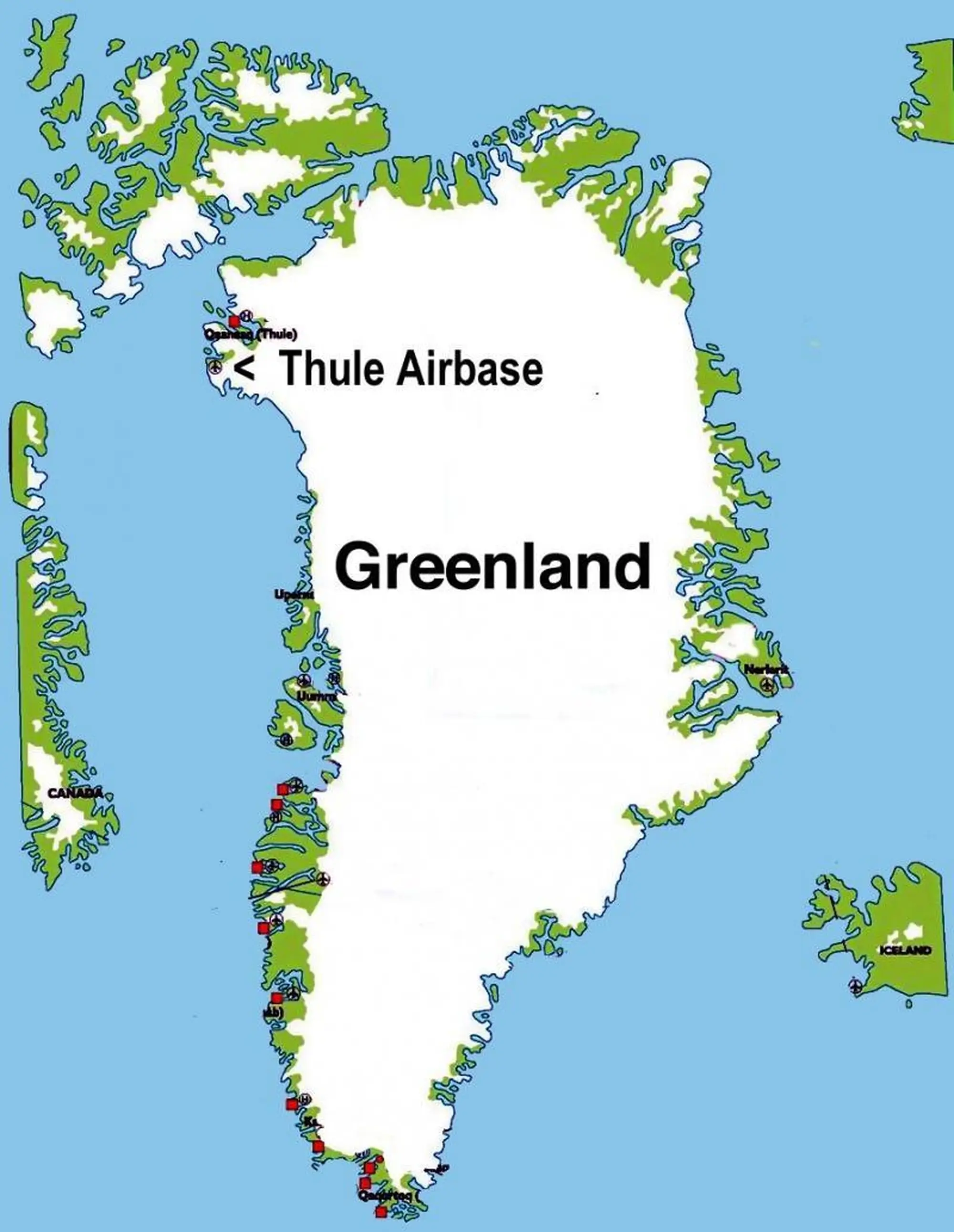 Greenland air base map