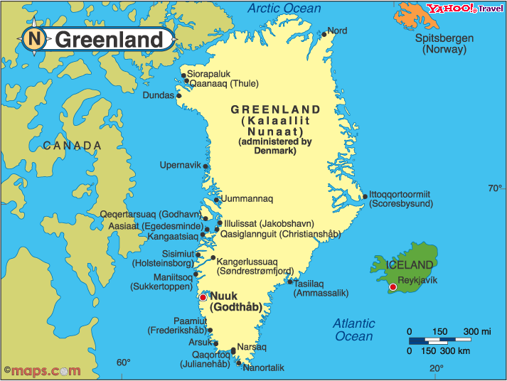 Greenland Map Administered by Denmark
