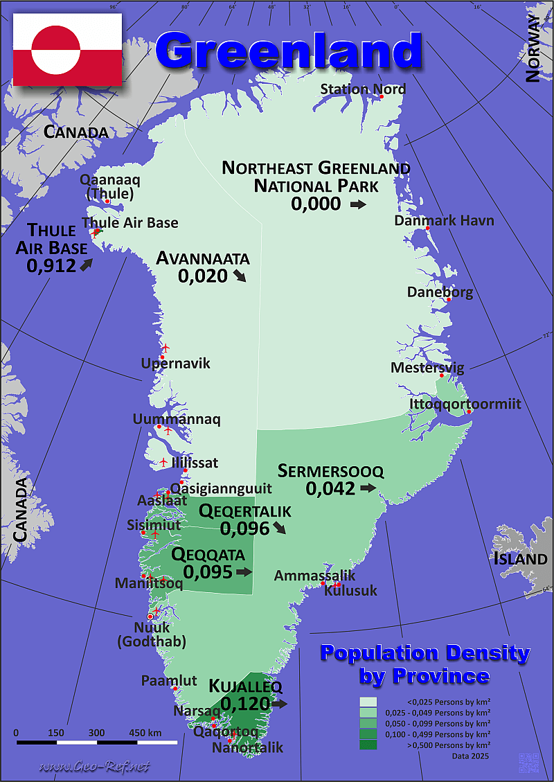 Greenland population density map