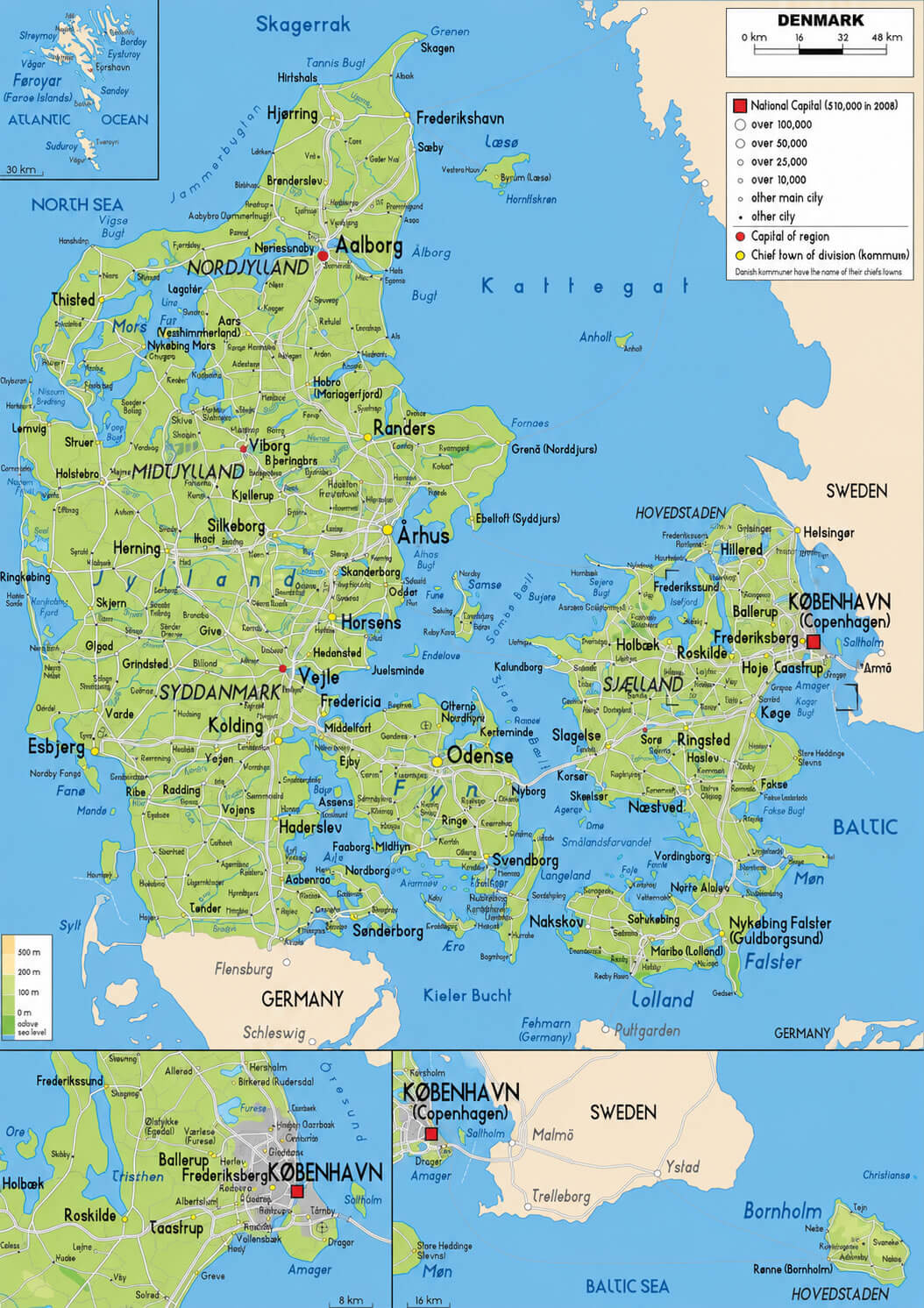 Denmark physical map