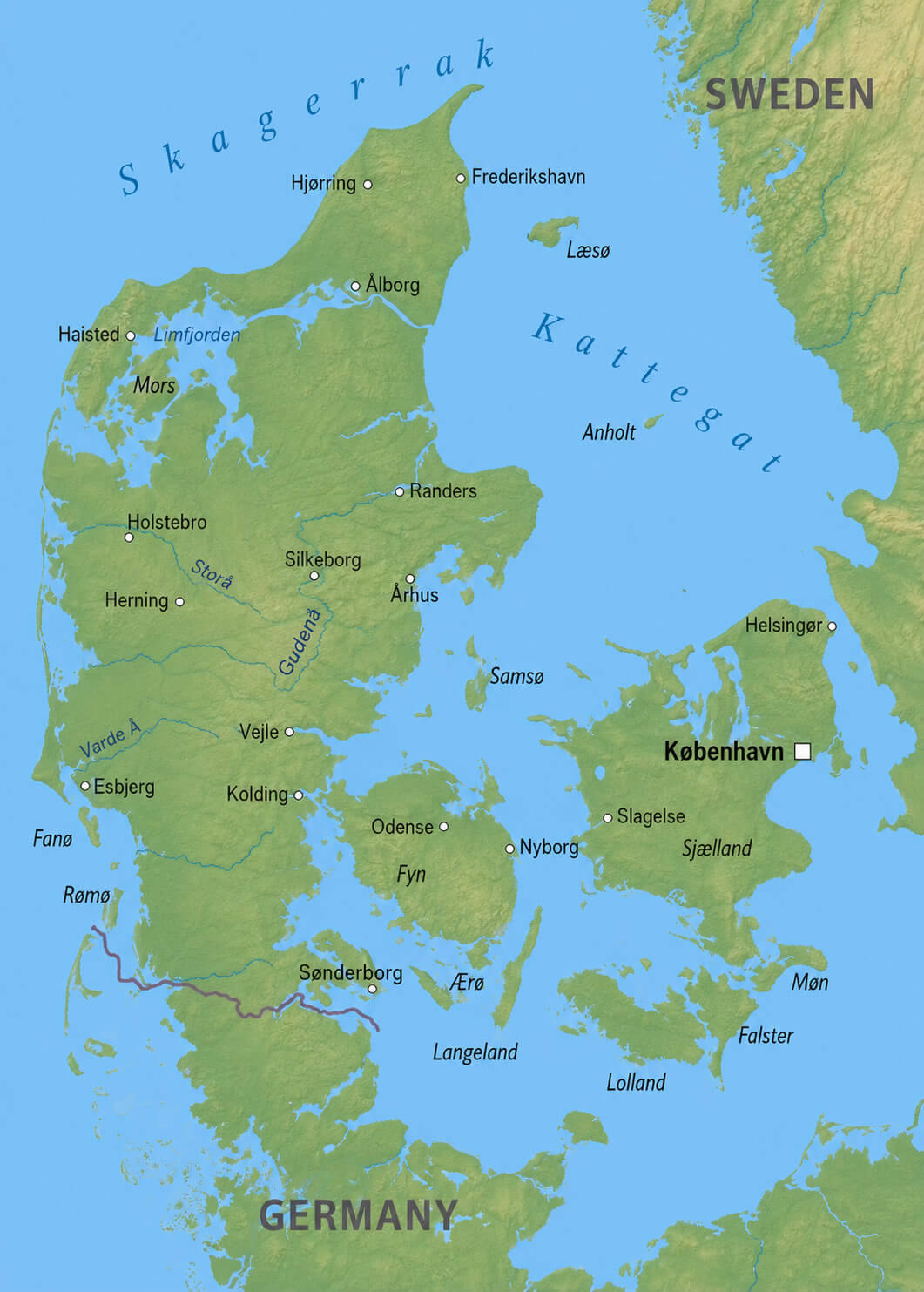 Denmark terrain map