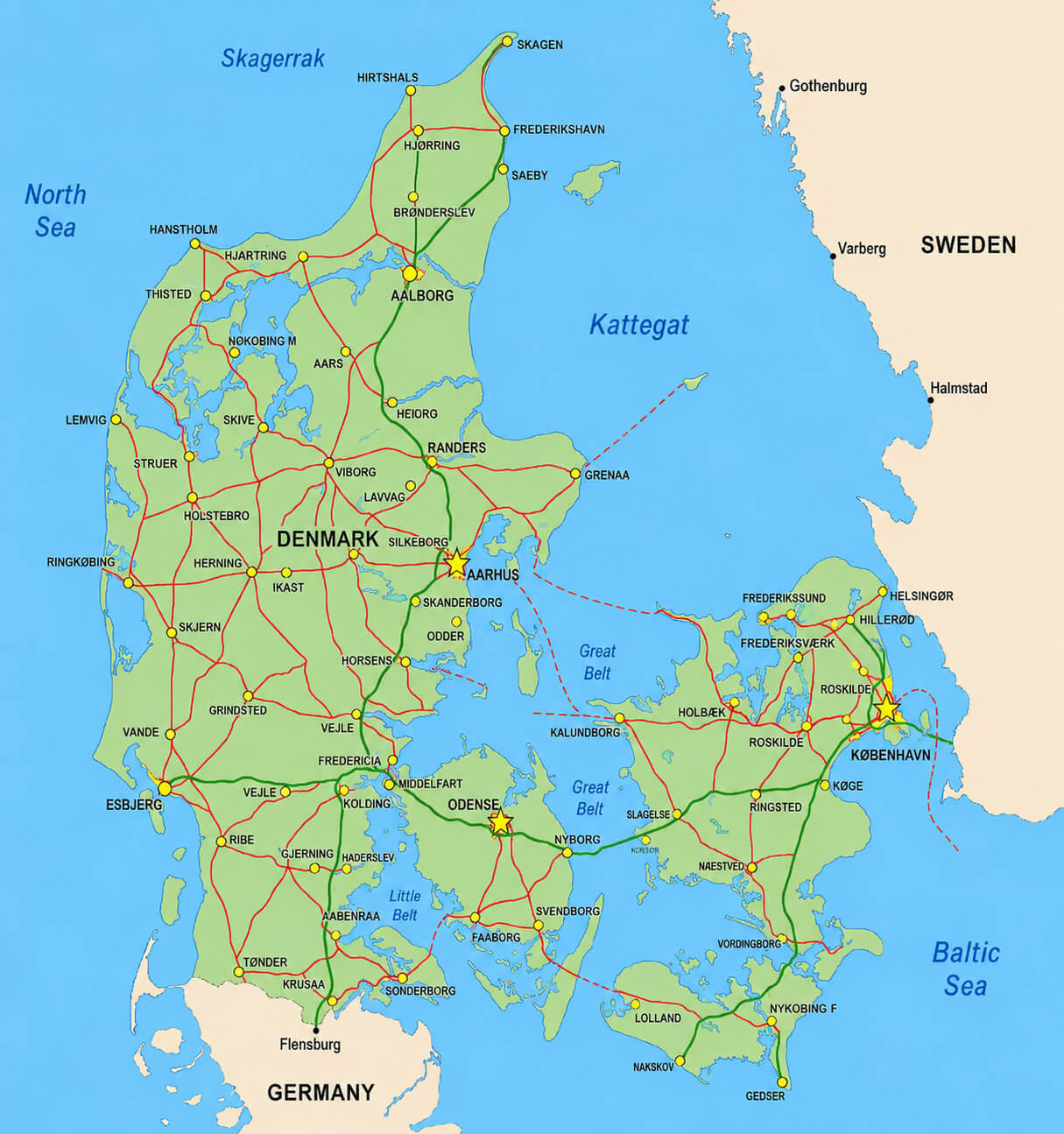 Denmark transportation map