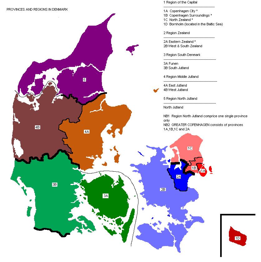 Denmark provinces map