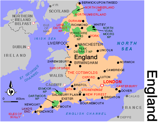 England cities map