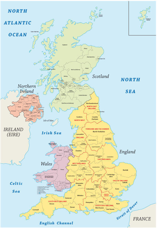 England galler Ireland Scotland map