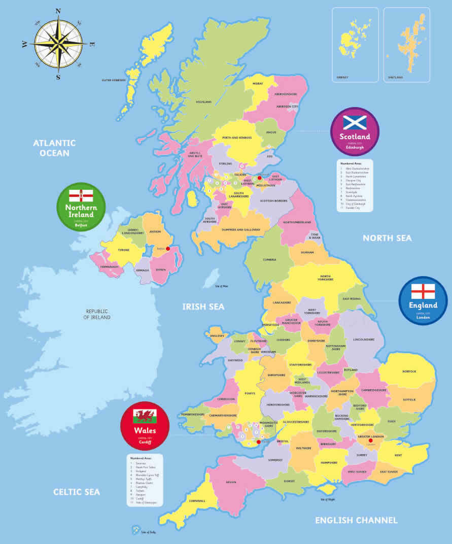 United Kingdom map with England