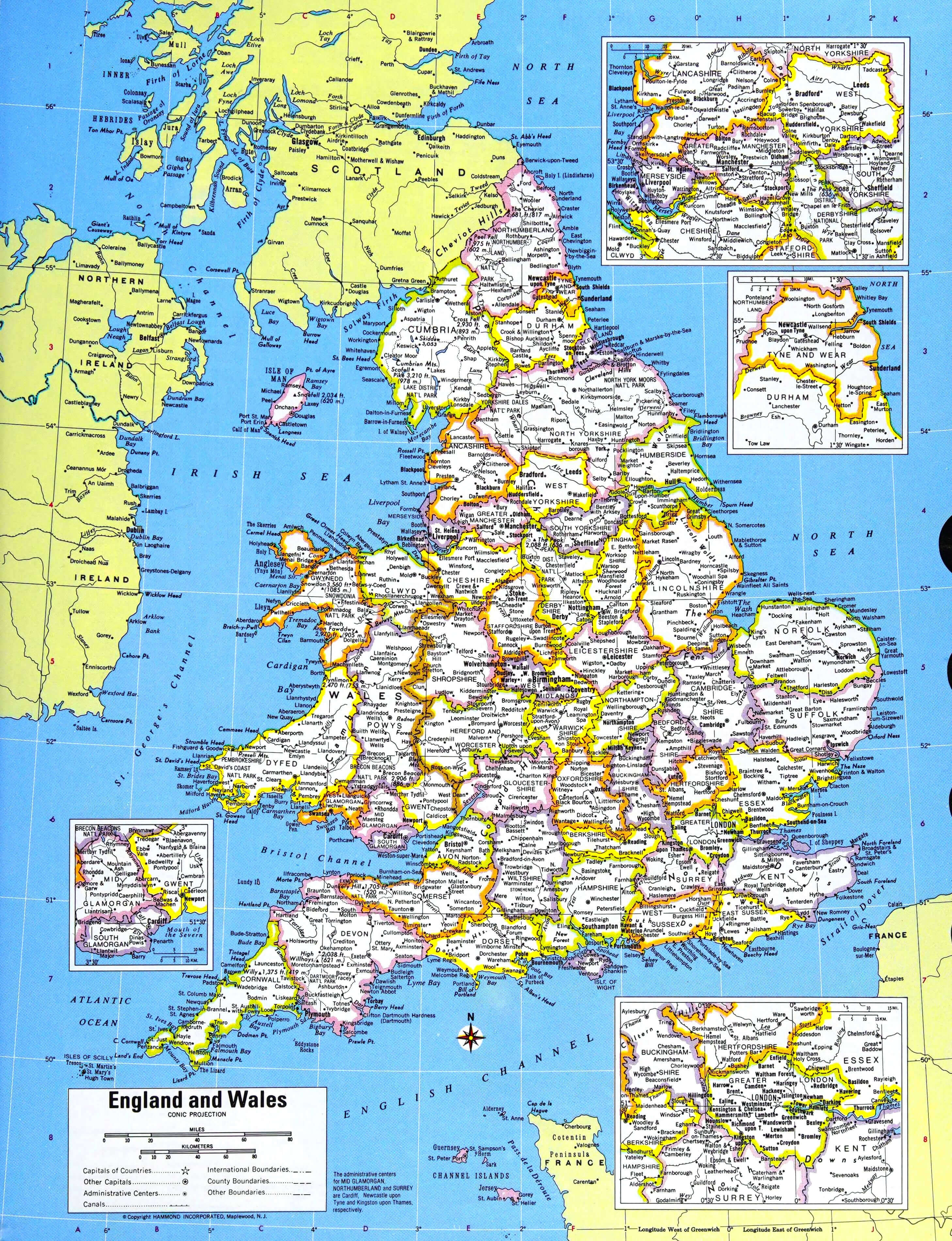 High-resolution England and Wales map