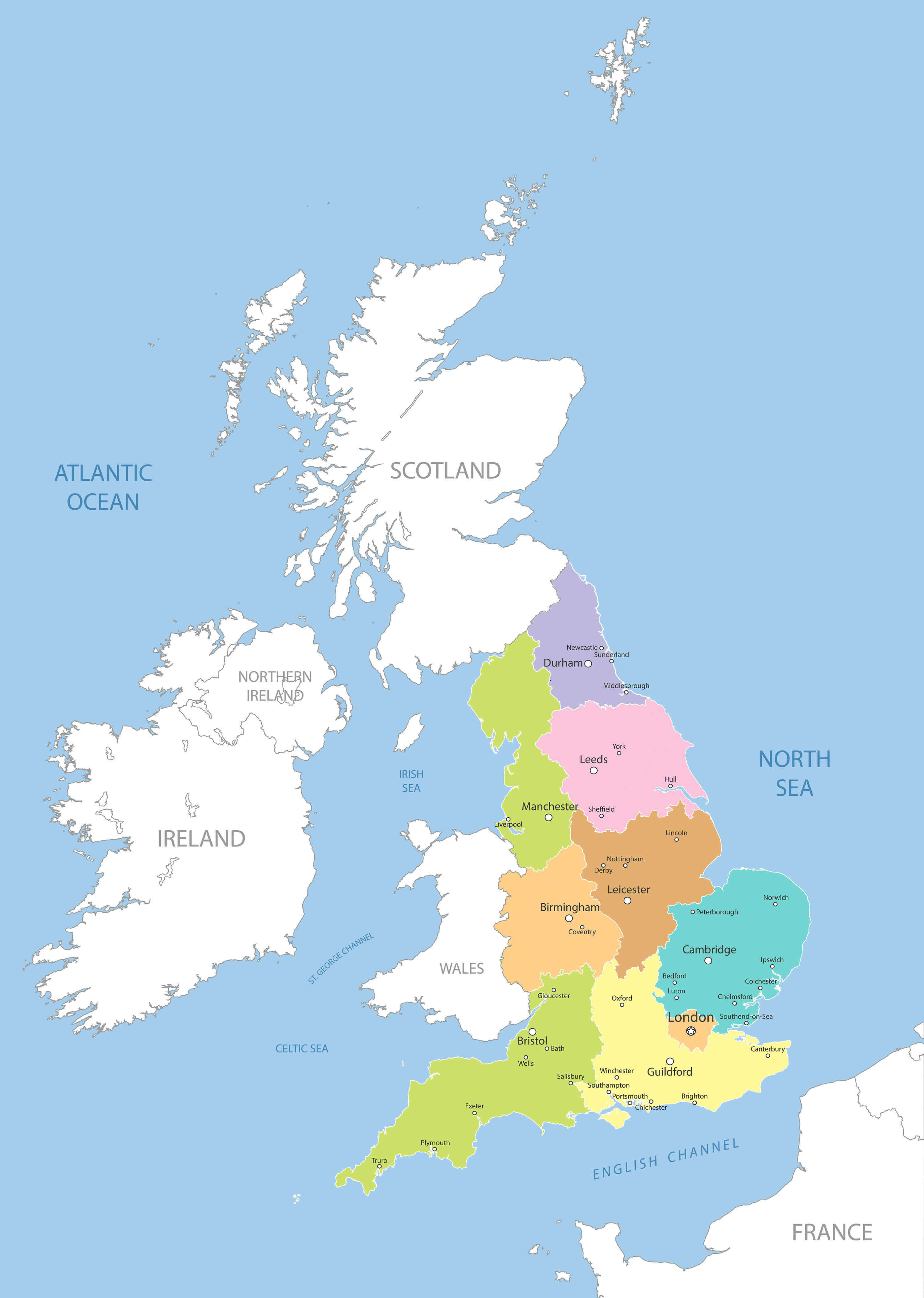High-resolution England regions map