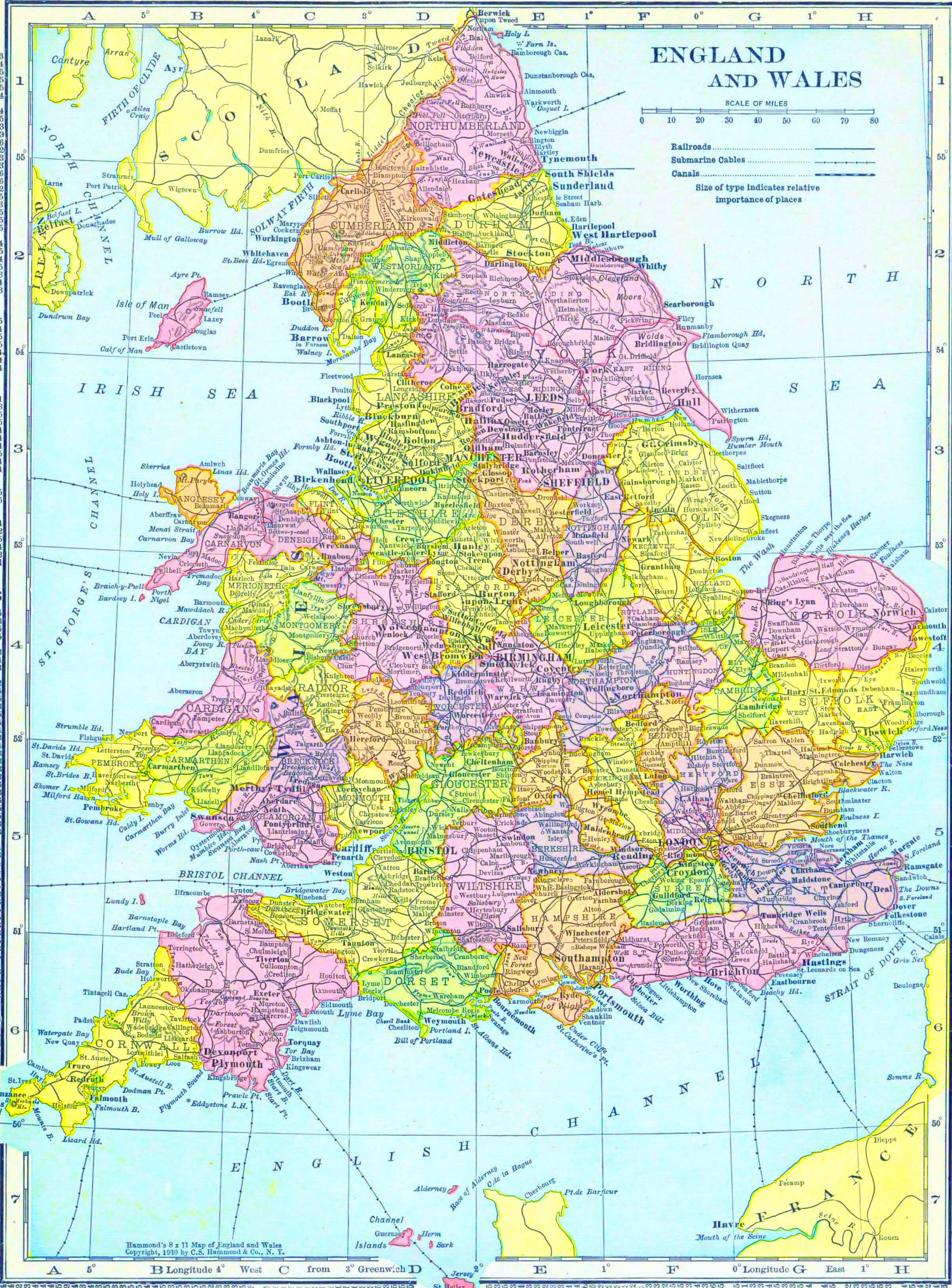 High-resolution historical England map