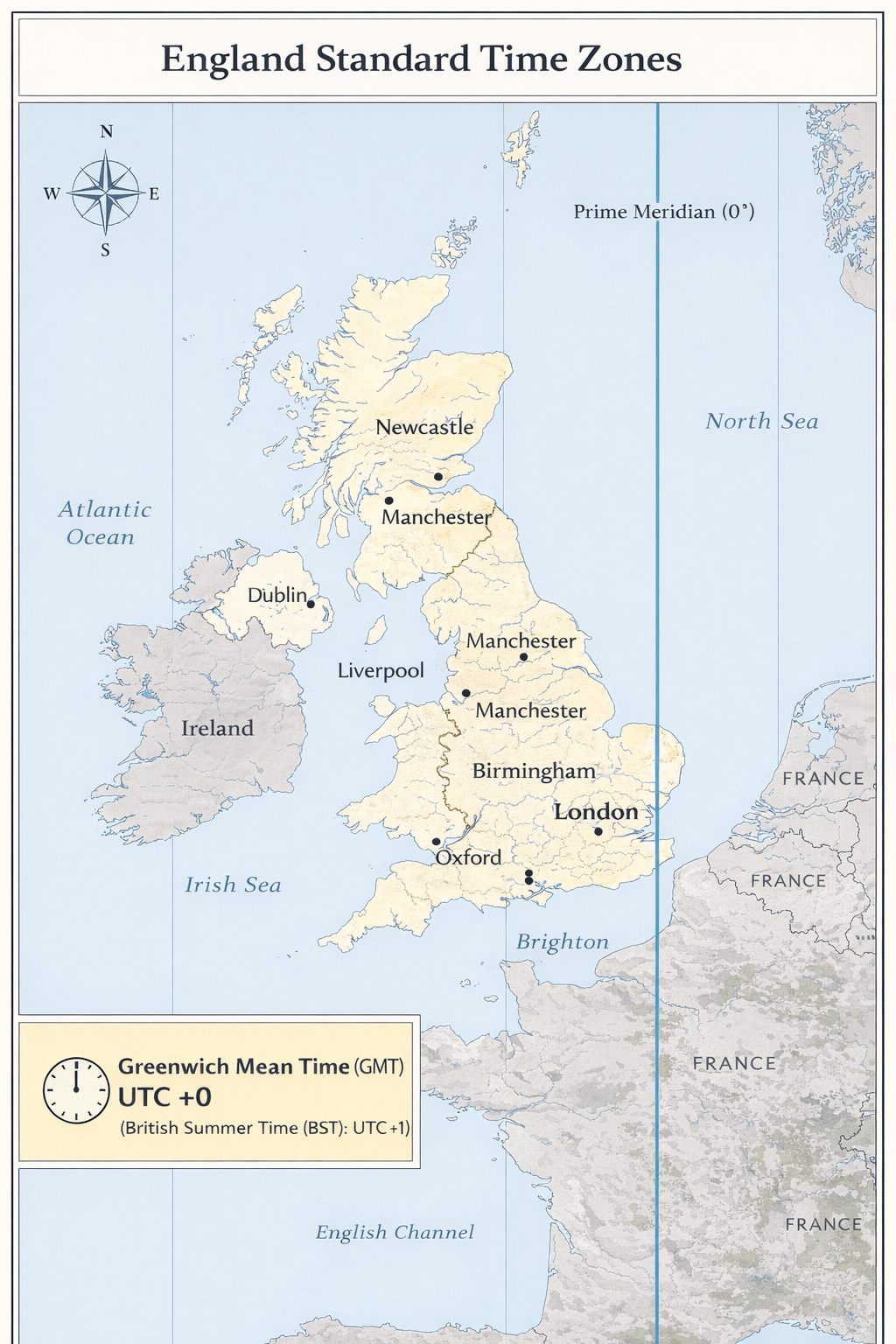 England standard time zone map