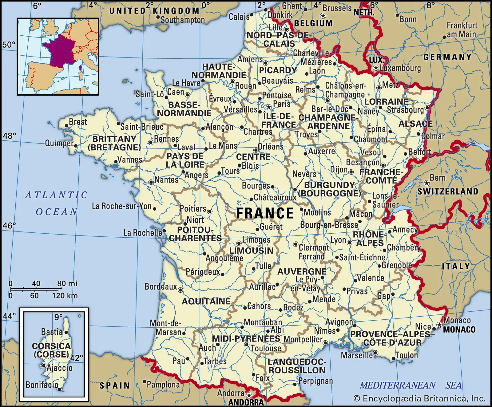 France map with cities boundaries