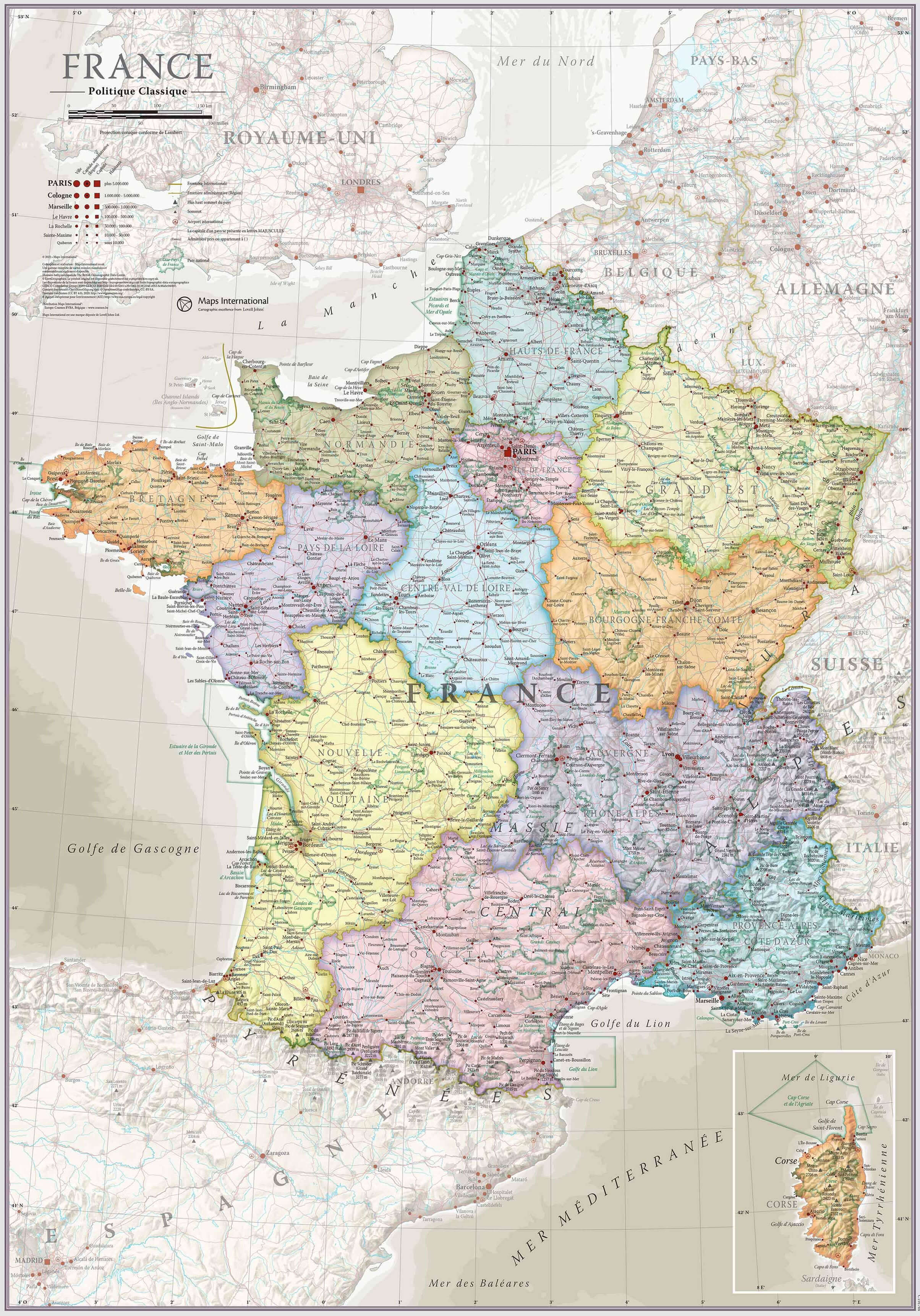 France political map in French