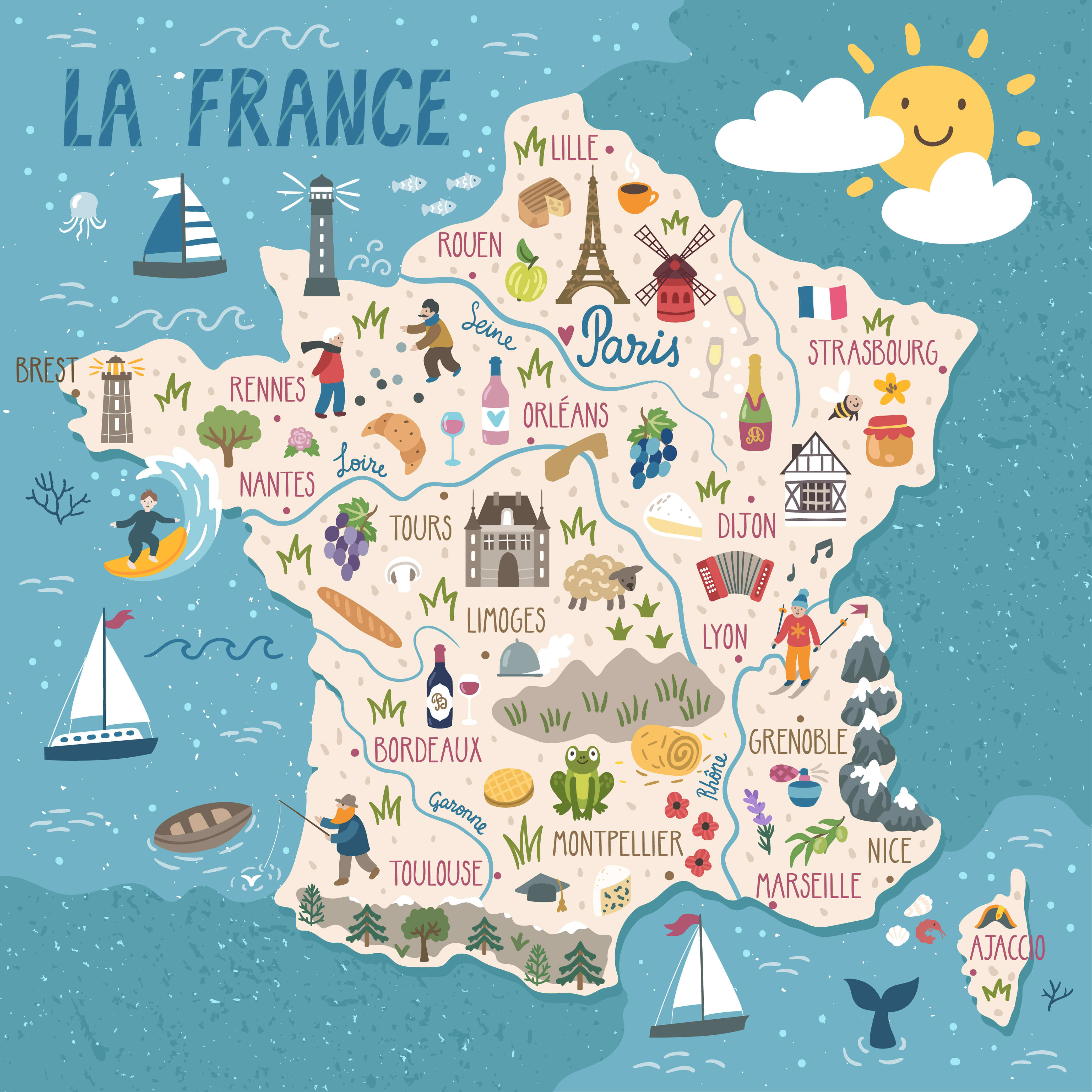 Large France tourism map