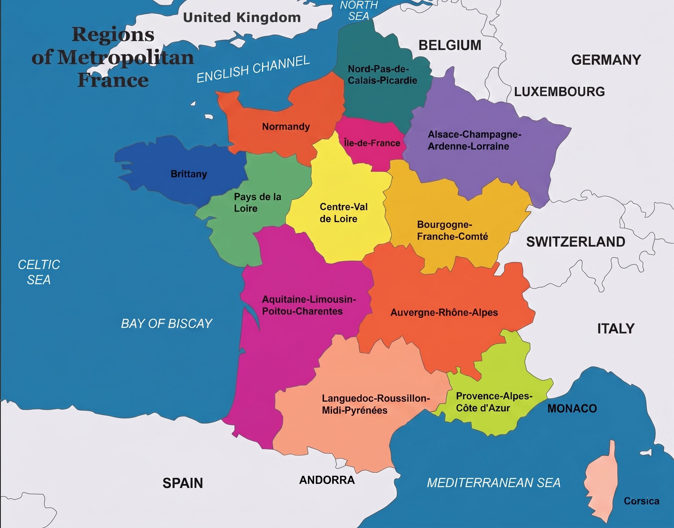 France administrative regions map