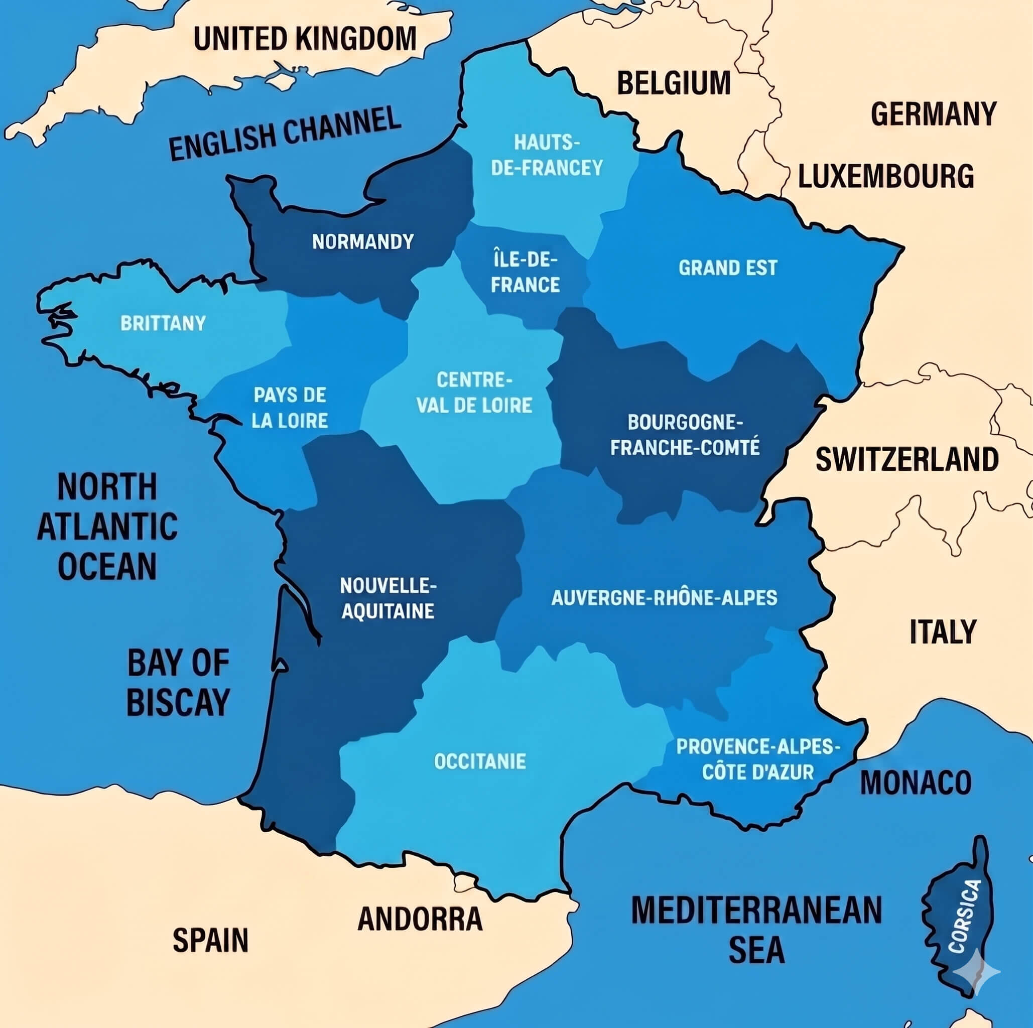 France regions map high resolution